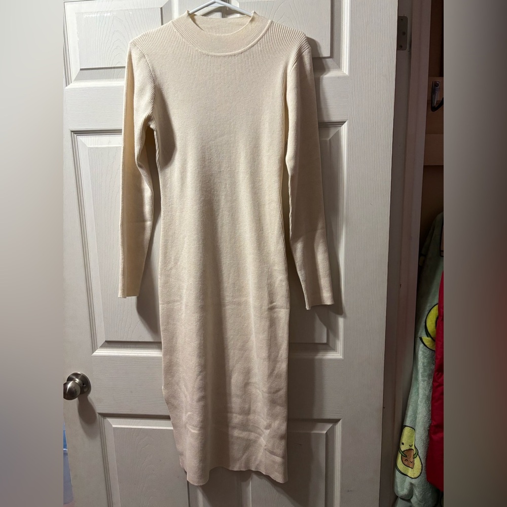 Elegant Cream Knit Dress